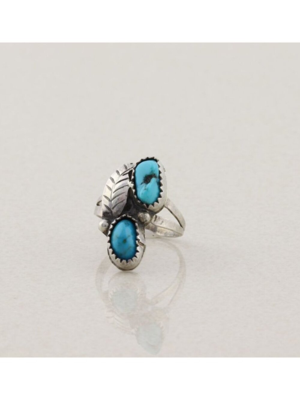 Sterling Silver Natural Turquoise Ring Size 5 3/4 - Picture 5 of 6